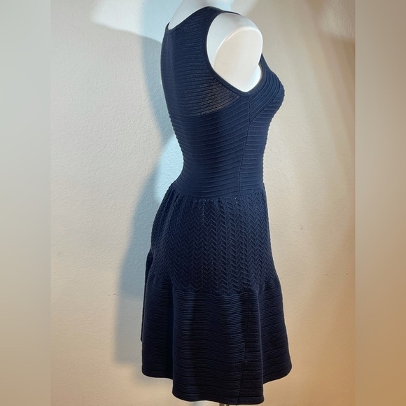 SANDRO Textured Knit Fit and Flare Navy Blue Size 1 (Sm) - Picture 2 of 12